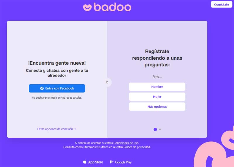 Pasos para crear una cuenta en Badoo