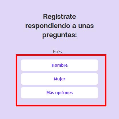 Visita el sitio web de Badoo y selecciona tu género